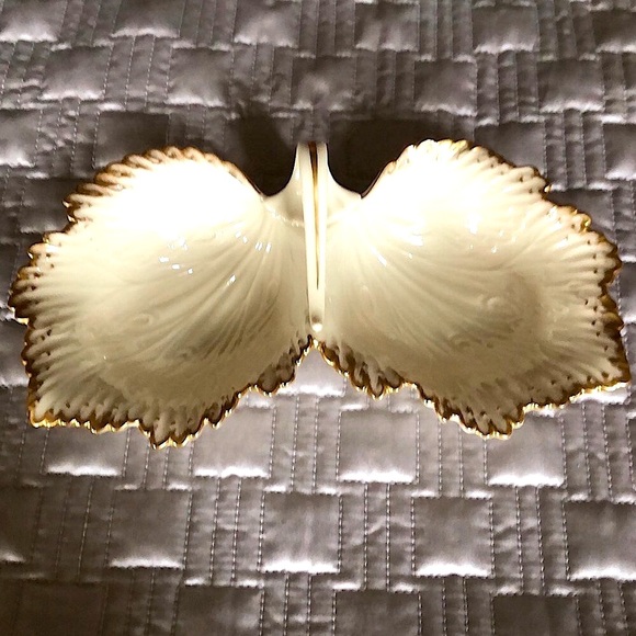 “LENOX” GIFTWARE VINTAGE DOUBLE LEAF BOWLS with HANDLE - Picture 5 of 9